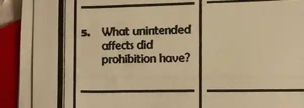 5.What unintended
affects did
prohibitior have?