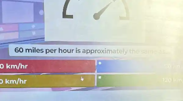 60 miles per hour is approximately the same as
0km/hr
0km/hr
zo