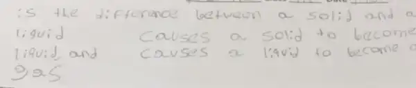 is the difference between a solid and liquid causes a solid to becom liquid and causes a liquid to become 9 as