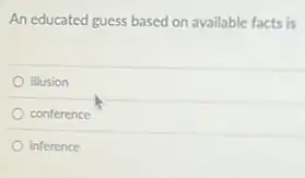 An educated guess based on available facts is
illusion
conference
inference