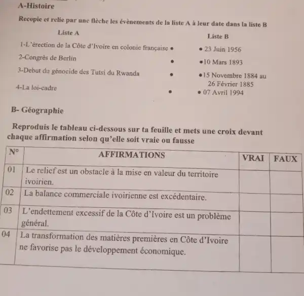 A-Histoire Recopie Et Relie Par Une Flèche Les évènements De La Liste A ...